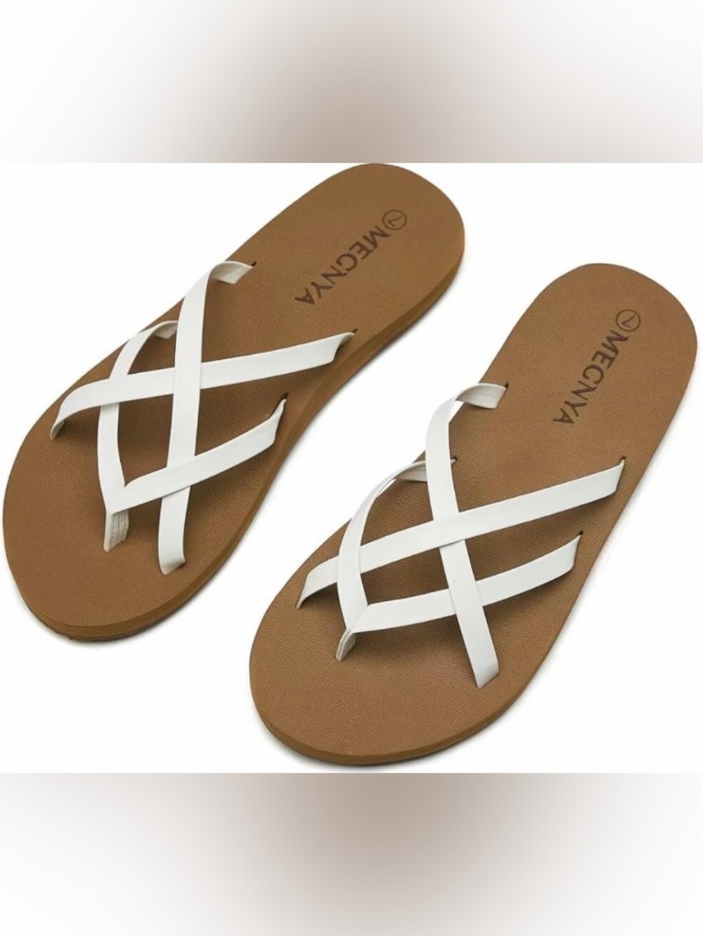 Megnya White Strappy Arch Support water Women's Slide Sandals (Size 8)NEW
